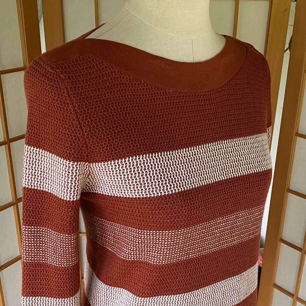 Market & Spruce Striped Weave Rust Sweater SZ M - Picture 6 of 13
